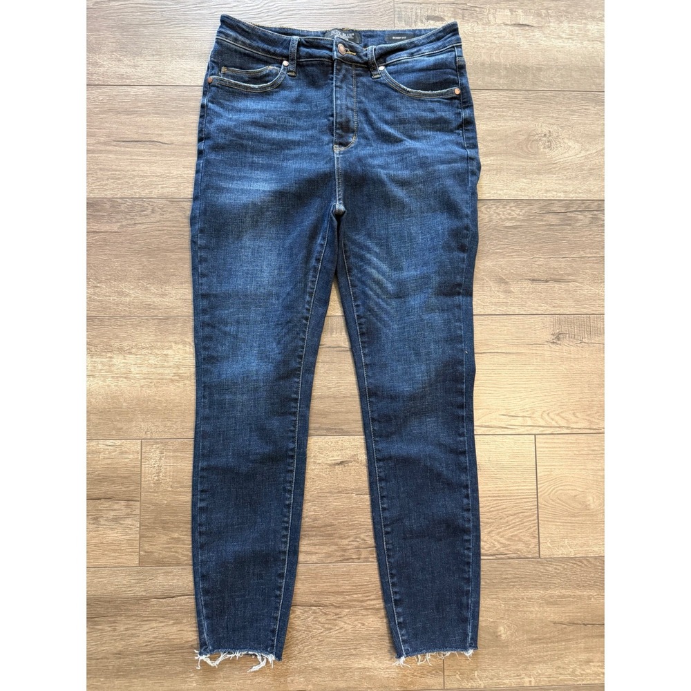 Judy Blue Los Angeles Skinny Fit Dark Wash Raw Hem Jeans JB88527 Size 11/30
